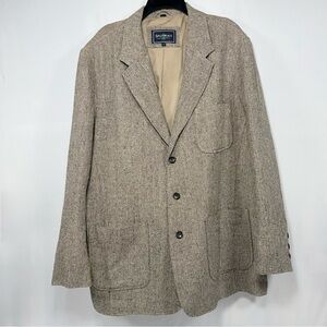 Men's Tweed Splitrail Linen Silk Blend Sport Coat Blazer Jacket Tan Brown REG XL